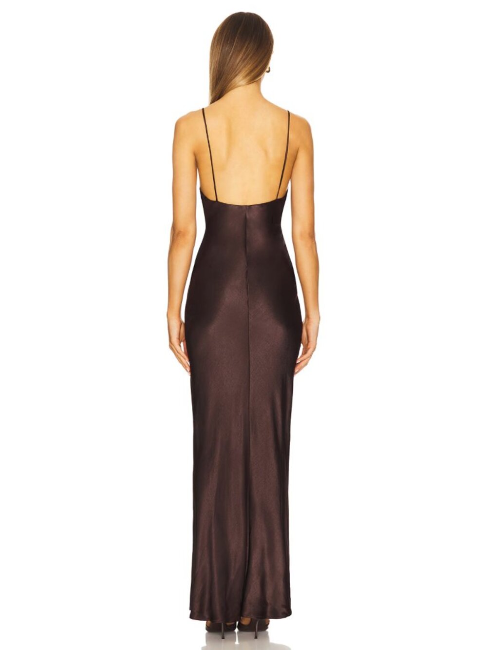 NEW Bec + Bridge Moon Dance Maxi Dress Dark Chocolate Brown Satin Moondance Gown - Picture 3 of 7